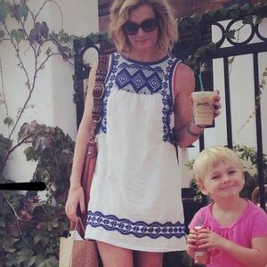 Madewell Blue & White Embroidered Dress